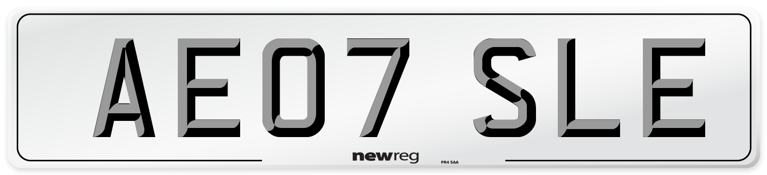 AE07 SLE Number Plate from New Reg